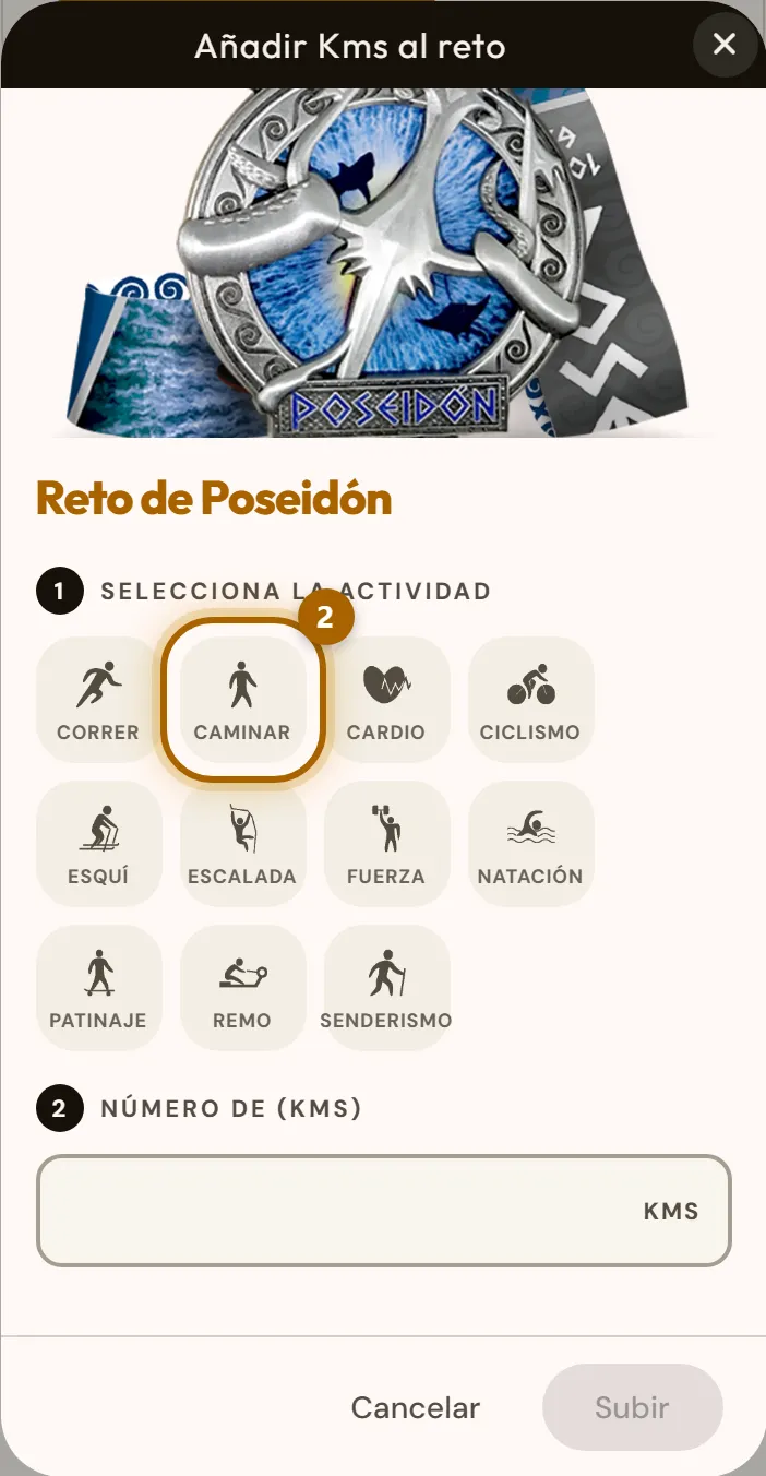 Cuadrícula de actividades para elegir, con una marcada.